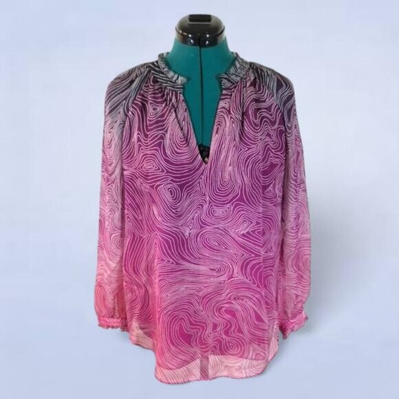 Diane‎ Von Furstenberg Leysa Pink Silk Blouse - Size 2 - Picture 2 of 11